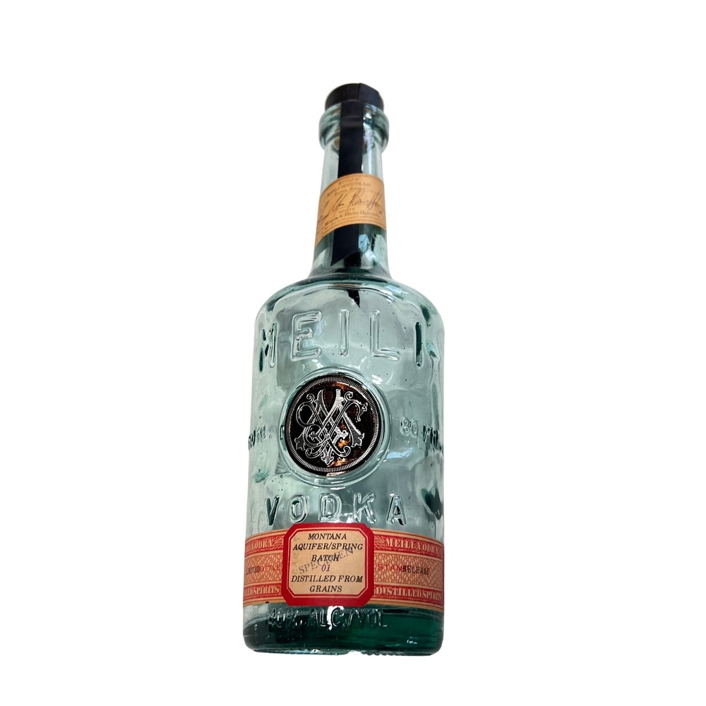 Pair of Meili Vodka Empty Bottle Jason Momoa Recycled Glass Green Montana Spirit - Picture 3 of 11